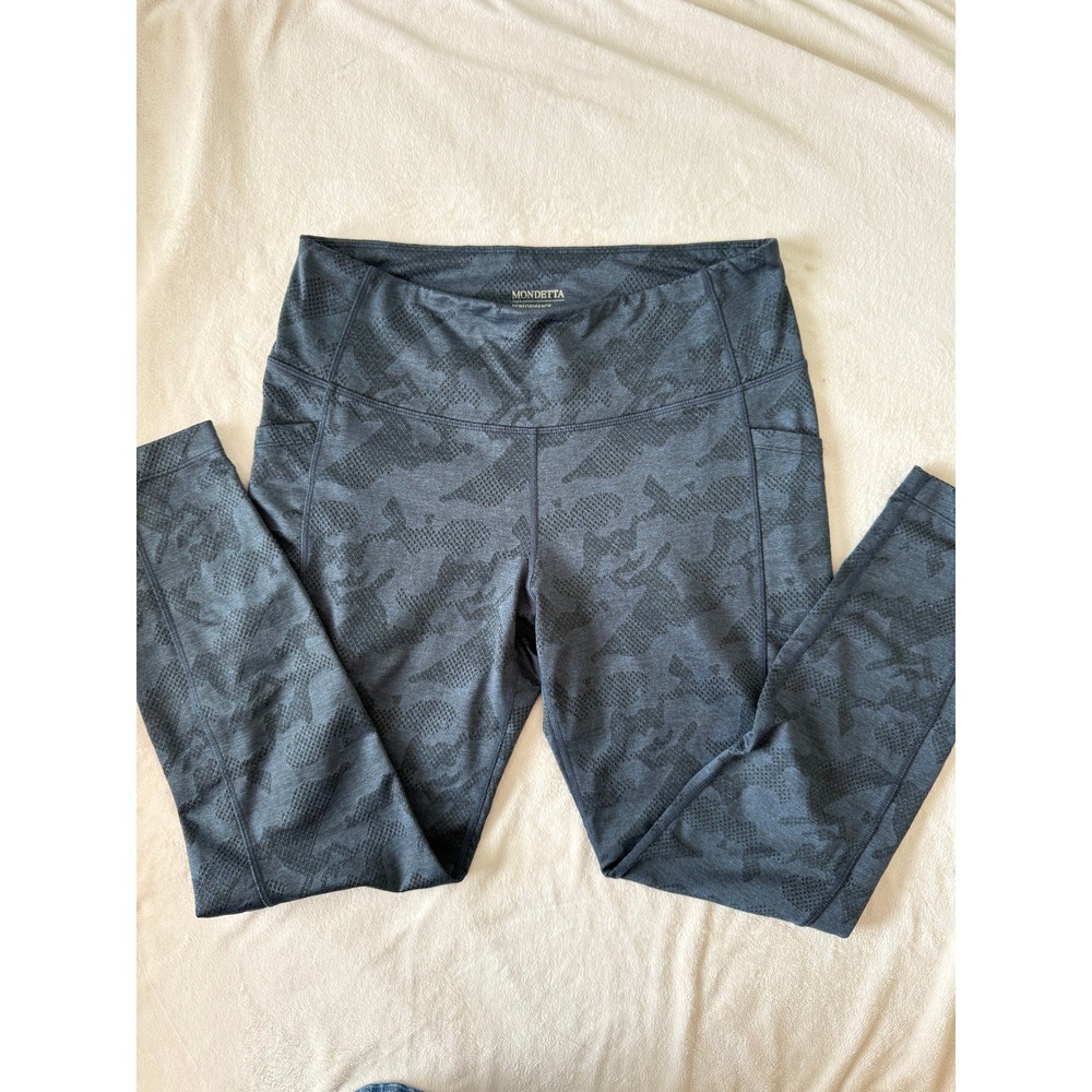 Mondetta Leggings Womens Large Blue Grey Camo Performance + Luxury Yoga Pants